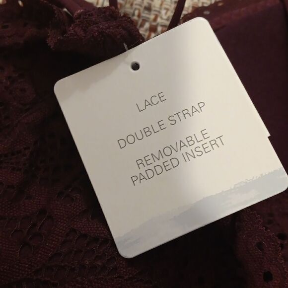 New T&T Double Strap Lace Bralette Burgundy Size 3X New With Tags - Picture 4 of 5